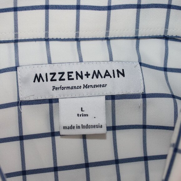 Mizzen + Main Mens Lrg Leeward Trim Performance Button Up Checkered Dress Shirt - Picture 7 of 8